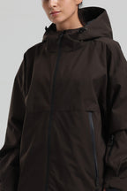 Women's Coffee Fully-Sealed Dual-Vent Ski Jacket Minimalist Insulated Snow Jacket