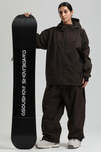 Women's Coffee Fully-Sealed Dual-Vent Ski Jacket Minimalist Insulated Snow Jacket