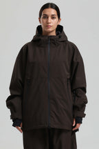 Women's Coffee Fully-Sealed Dual-Vent Ski Jacket Minimalist Insulated Snow Jacket