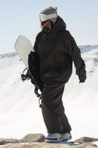 Women's Coffee Fully-Sealed Dual-Vent Ski Jacket Minimalist Insulated Snow Jacket