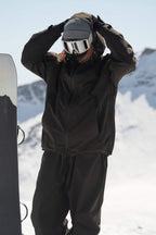 Women's Coffee Fully-Sealed Dual-Vent Ski Jacket Minimalist Insulated Snow Jacket