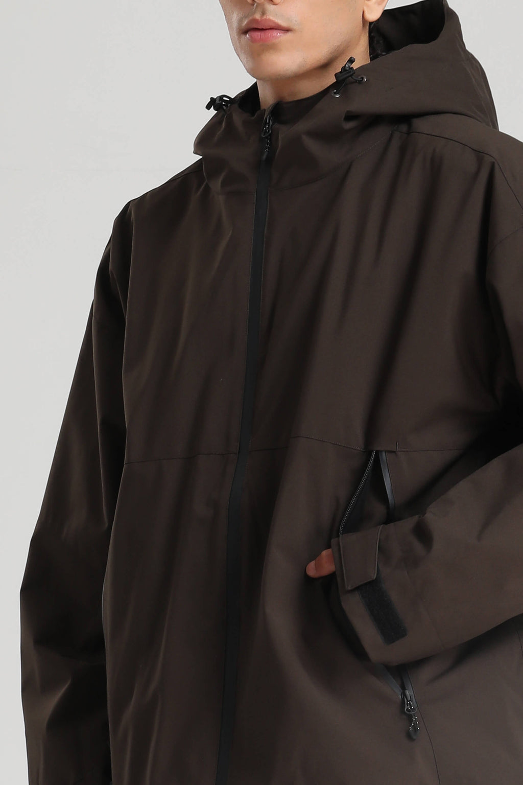 Men's Coffee Fully-Sealed Dual-Vent Ski Jacket Minimalist Insulated Snow Jacket