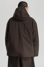 Men's Coffee Fully-Sealed Dual-Vent Ski Jacket Minimalist Insulated Snow Jacket