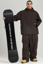 Men's Coffee Fully-Sealed Dual-Vent Ski Jacket Minimalist Insulated Snow Jacket