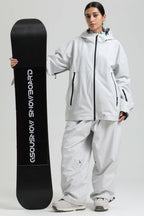 Women's Light Grey Fully-Sealed Dual-Vent Ski Jacket Minimalist Insulated Snow Jacket