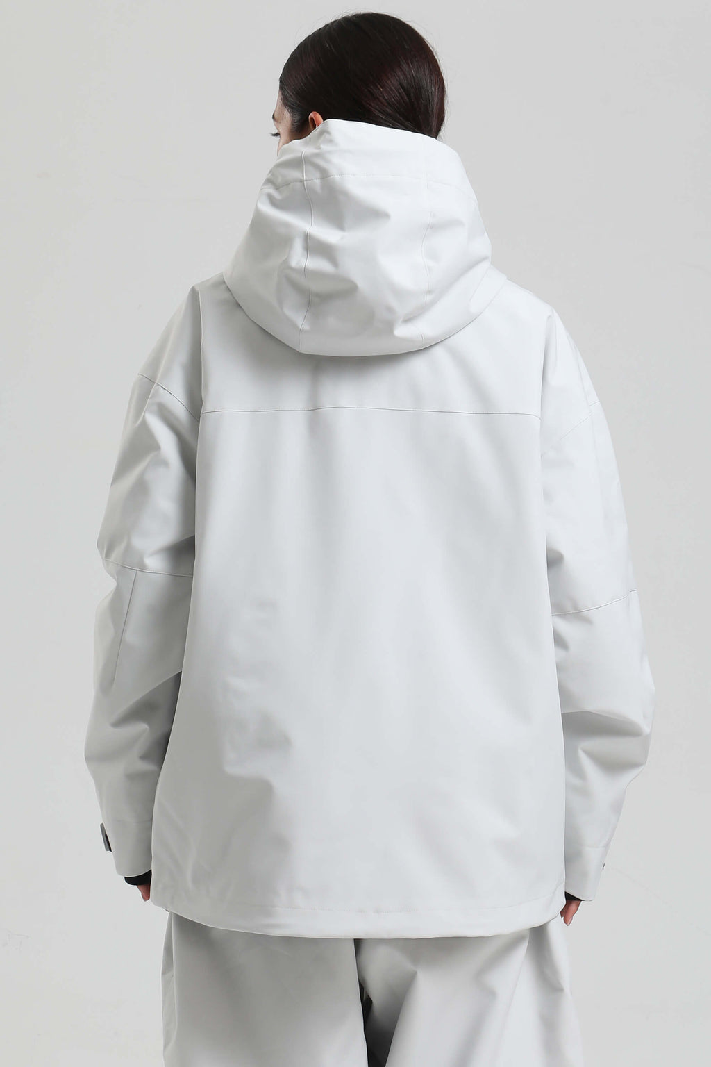 Women's Light Grey Fully-Sealed Dual-Vent Ski Jacket Minimalist Insulated Snow Jacket