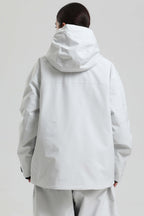 Women's Light Grey Fully-Sealed Dual-Vent Ski Jacket Minimalist Insulated Snow Jacket