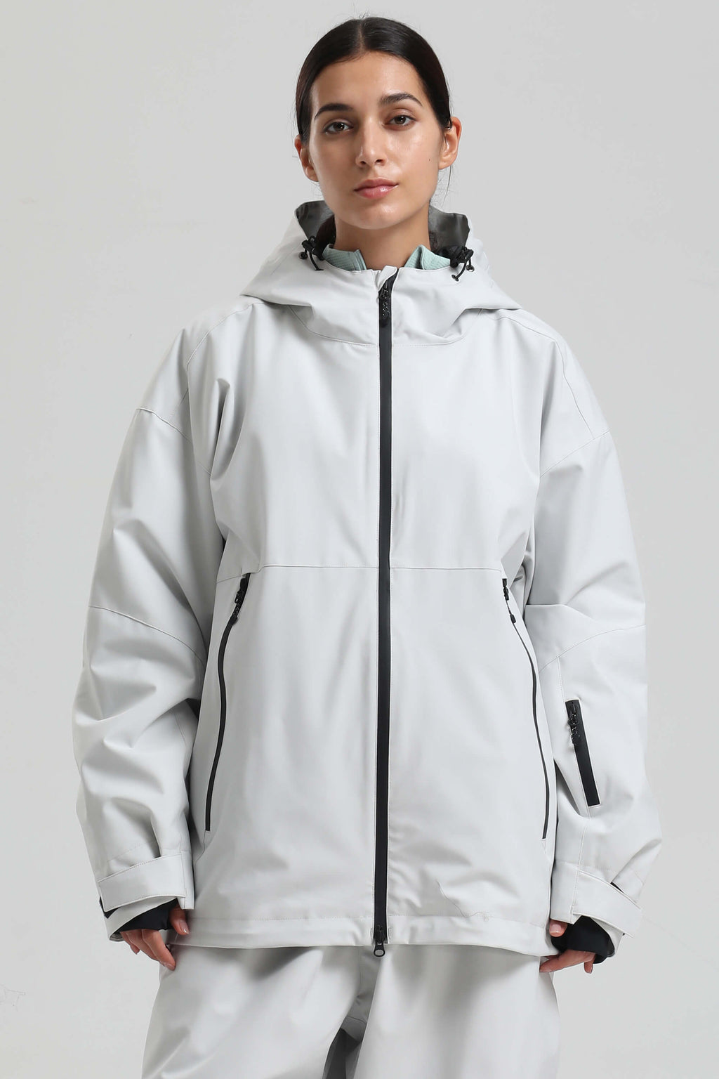 Women's Coffee Fully-Sealed Dual-Vent Ski Jacket Minimalist Insulated Snow Jacket
