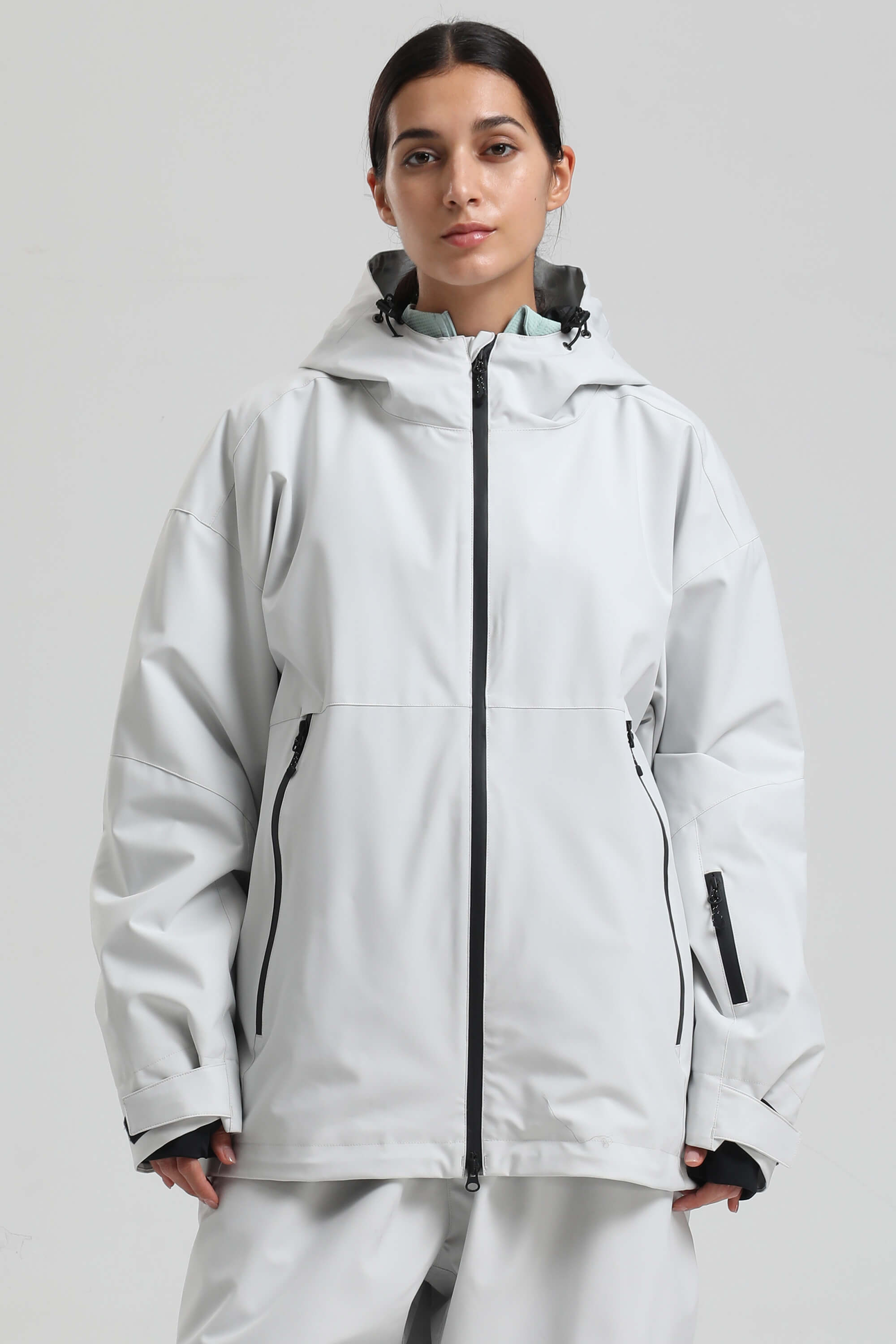 Women's Coffee Fully-Sealed Dual-Vent Ski Jacket Minimalist Insulated Snow Jacket