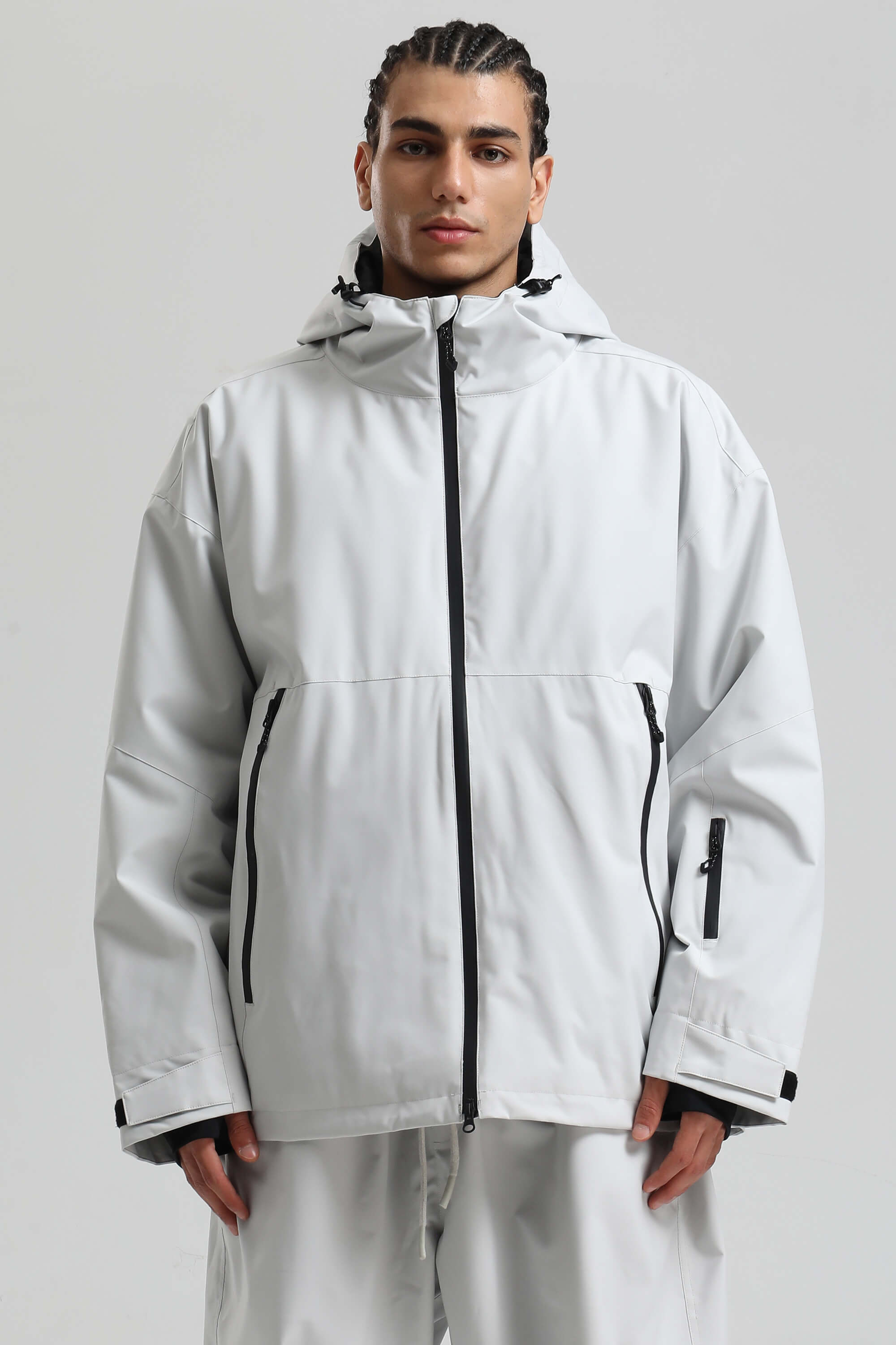 Men's Coffee Fully-Sealed Dual-Vent Ski Jacket Minimalist Insulated Snow Jacket