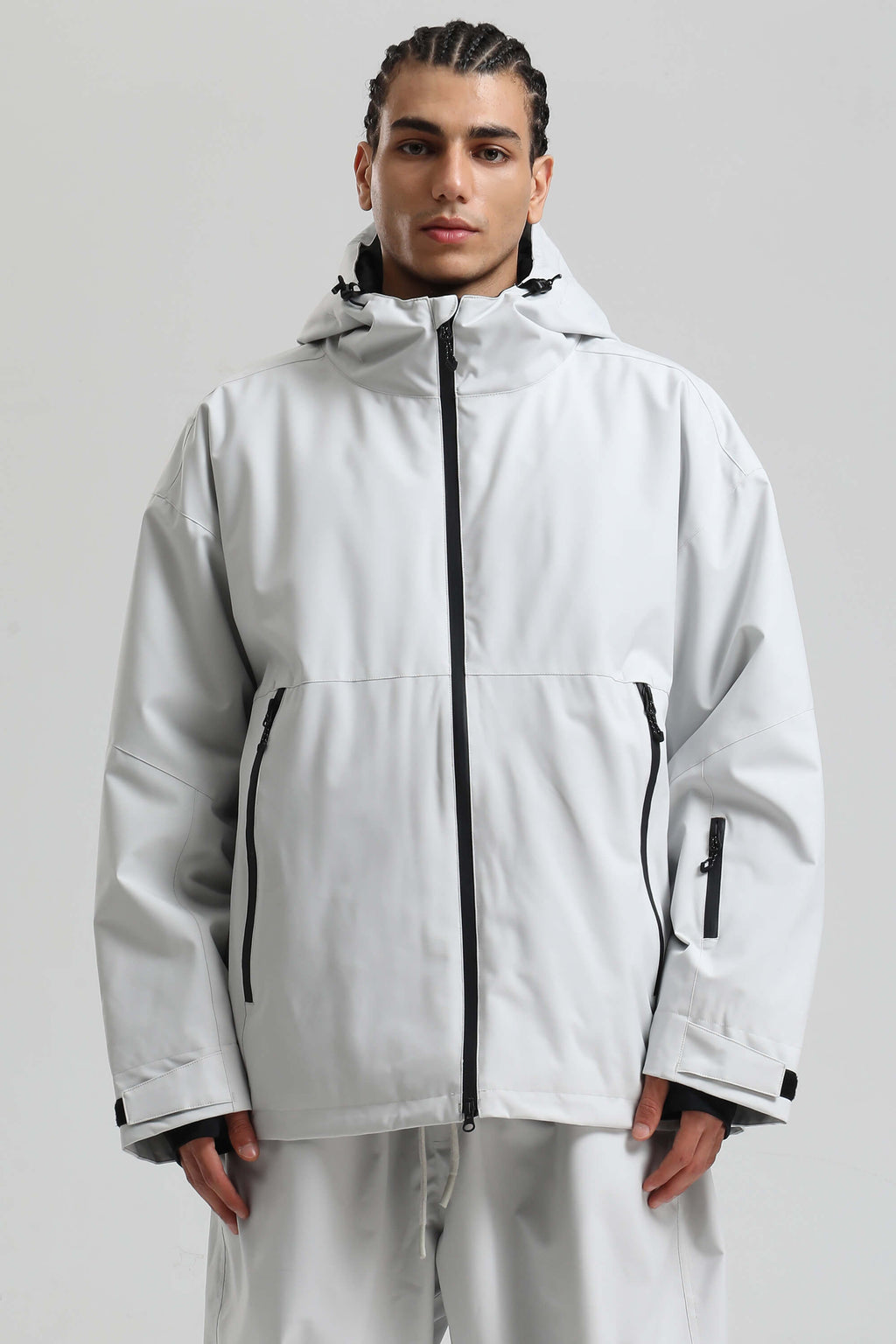 Men's Khaki Fully-Sealed Dual-Vent Ski Jacket Minimalist Insulated Snow Jacket