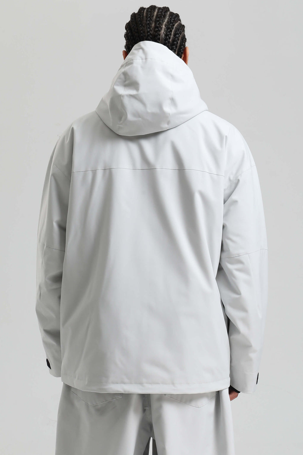 Men's Light Grey Fully-Sealed Dual-Vent Ski Jacket Minimalist Insulated Snow Jacket