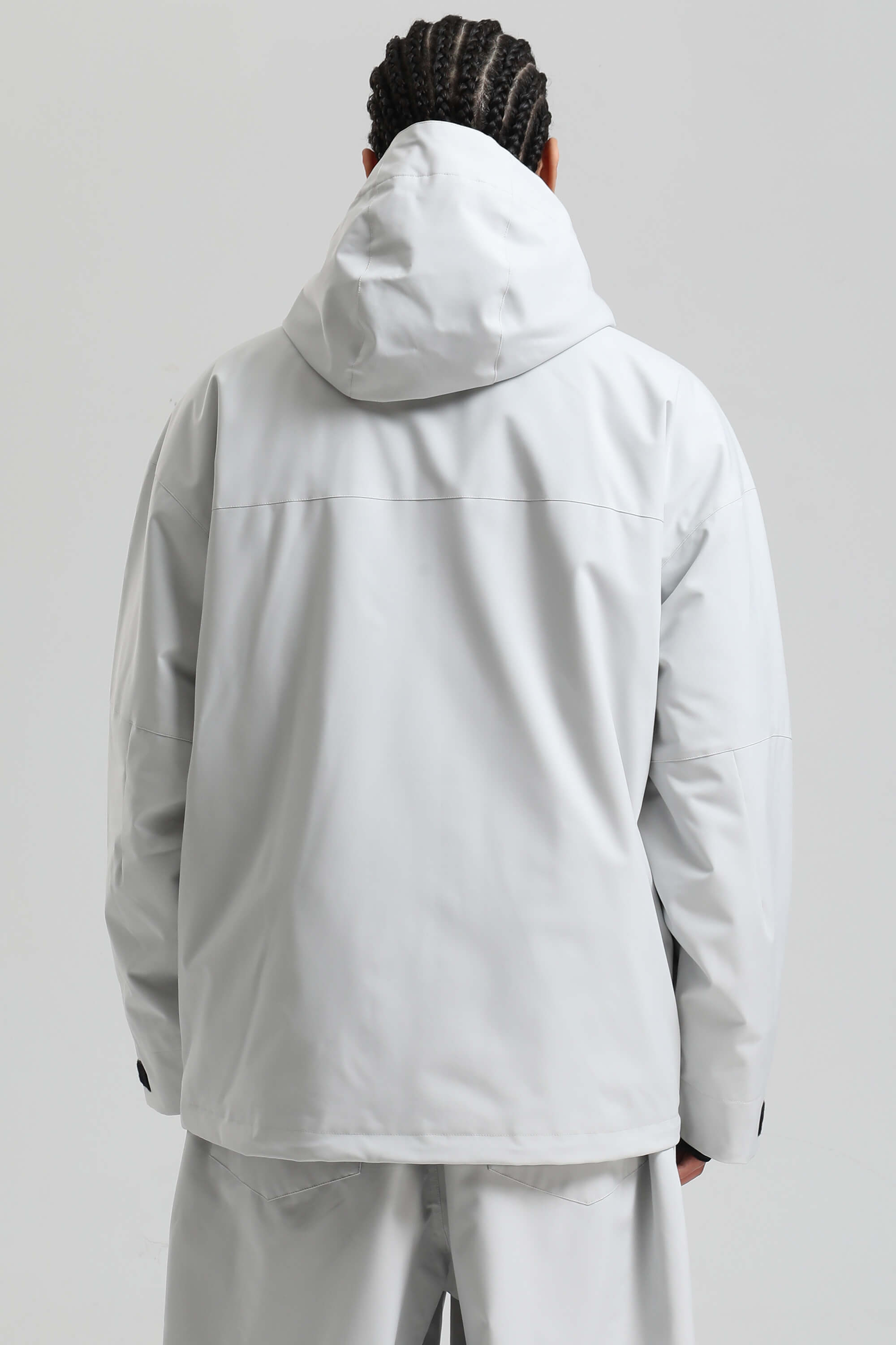 Men's Light Grey Fully-Sealed Dual-Vent Ski Jacket Minimalist Insulated Snow Jacket