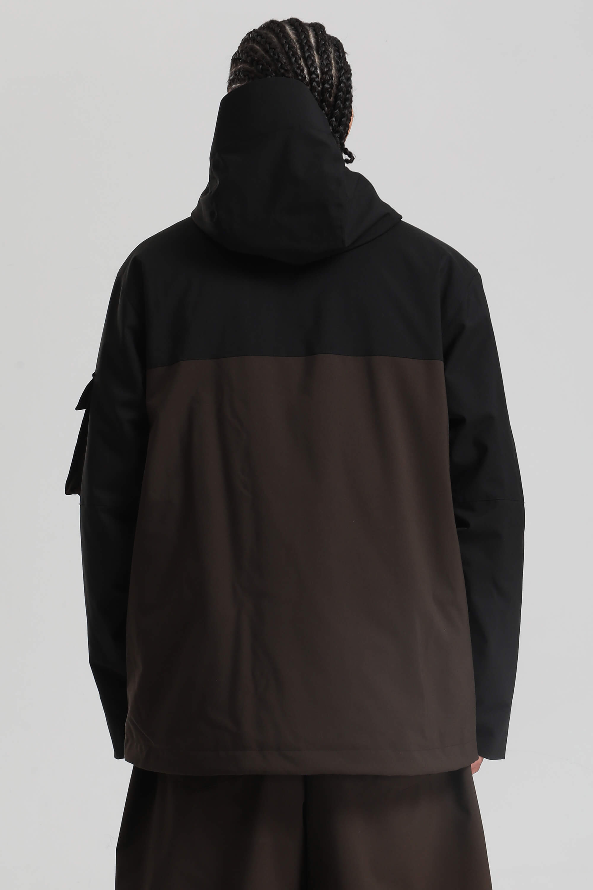 Men's Black & Coffee Asym-Zip Multi-Pocket Ski Jacket Utility Waterproof Snow Jacket