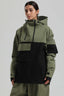 Women's Green & Black Asym-Zip Multi-Pocket Ski Jacket Utility Waterproof Snow Jacket