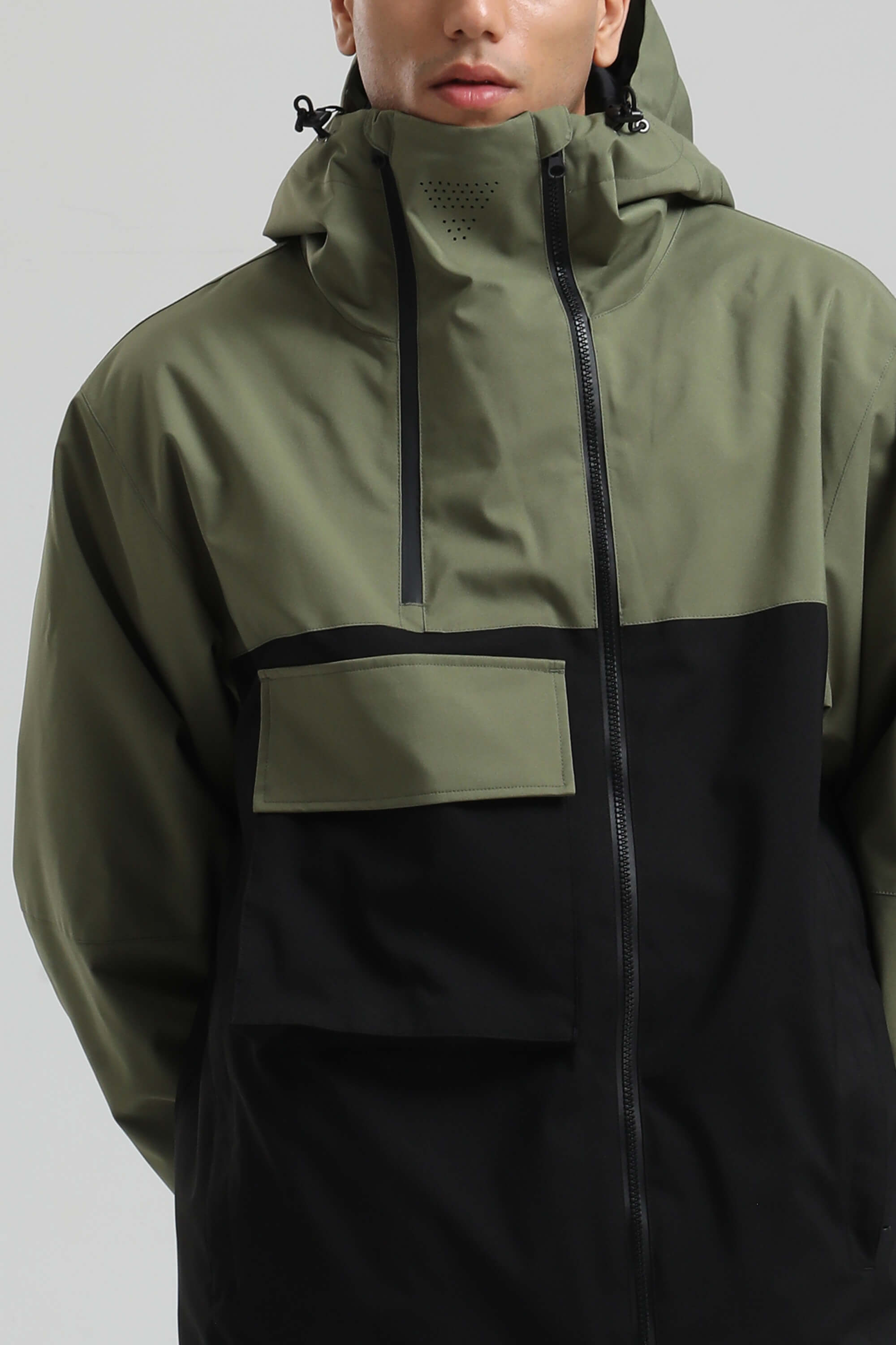 Men's Green & Black Asym-Zip Multi-Pocket Ski Jacket Utility Waterproof Snow Jacket Secondary image