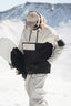 Women's White & Black Asym-Zip Multi-Pocket Ski Jacket Utility Waterproof Snow Jacket