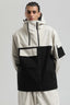 Men's White & Black Asym-Zip Multi-Pocket Ski Jacket Utility Waterproof Snow Jacket
