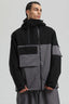 Men's Black & Grey Asym-Zip Multi-Pocket Ski Jacket Utility Waterproof Snow Jacket