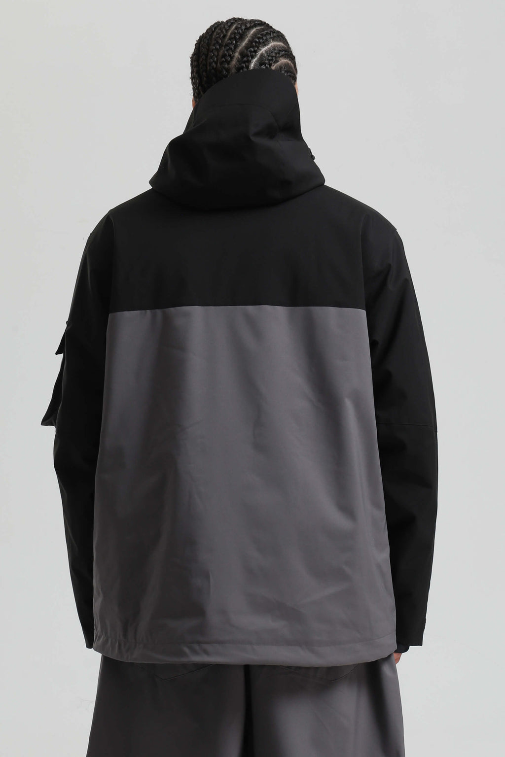 Men's Black & Grey Asym-Zip Multi-Pocket Ski Jacket Utility Waterproof Snow Jacket
