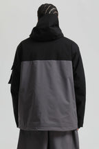 Men's Black & Grey Asym-Zip Multi-Pocket Ski Jacket Utility Waterproof Snow Jacket