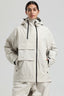 Women's Off White Asym-Zip Multi-Pocket Ski Jacket Utility Waterproof Snow Jacket