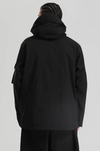 Men's Black Asym-Zip Multi-Pocket Ski Jacket Utility Waterproof Snow Jacket