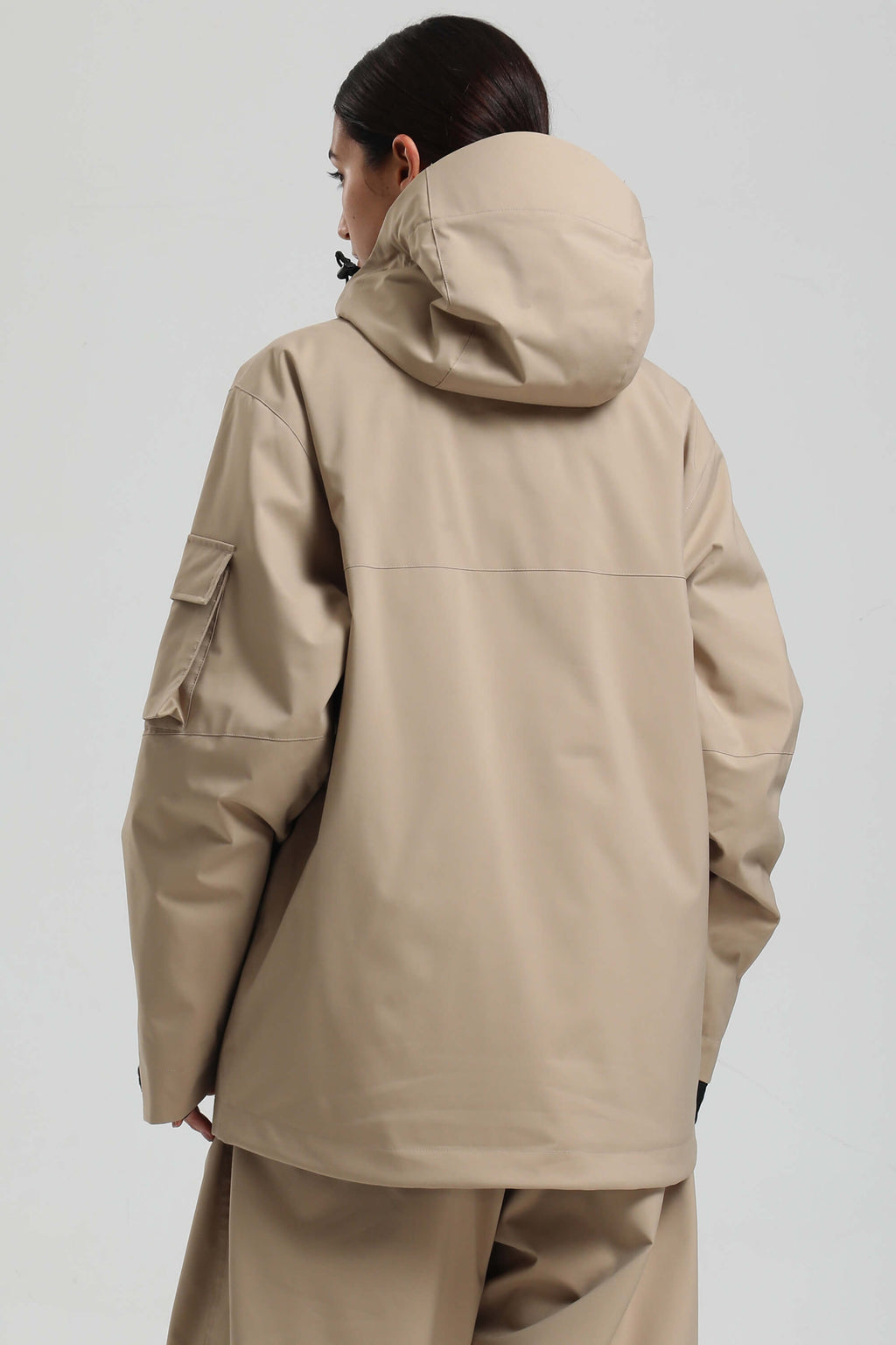Women's Khaki Asym-Zip Multi-Pocket Ski Jacket Utility Waterproof Snow Jacket
