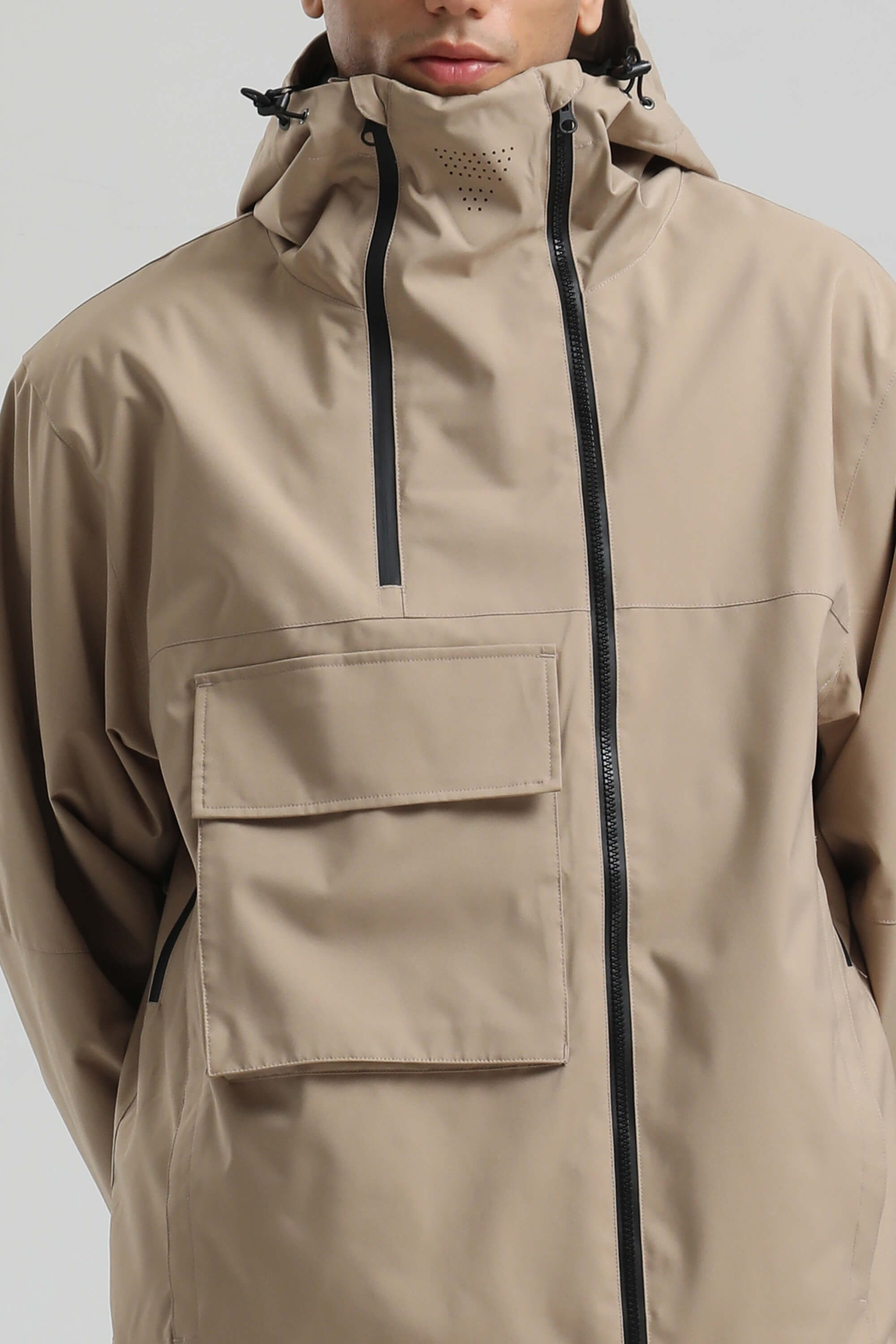 Men's Khaki Asym-Zip Multi-Pocket Ski Jacket Utility Waterproof Snow Jacket Secondary image