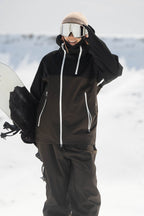 Women's Black & Grey Asym-Zip Face-Vent Ski Jacket Waterproof Insulated Snow Jacket