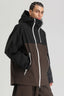 Men's Black & Coffee Asym-Zip Face-Vent Ski Jacket Waterproof Insulated Snow Jacket