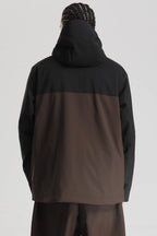 Men's Black & Coffee Asym-Zip Face-Vent Ski Jacket Waterproof Insulated Snow Jacket