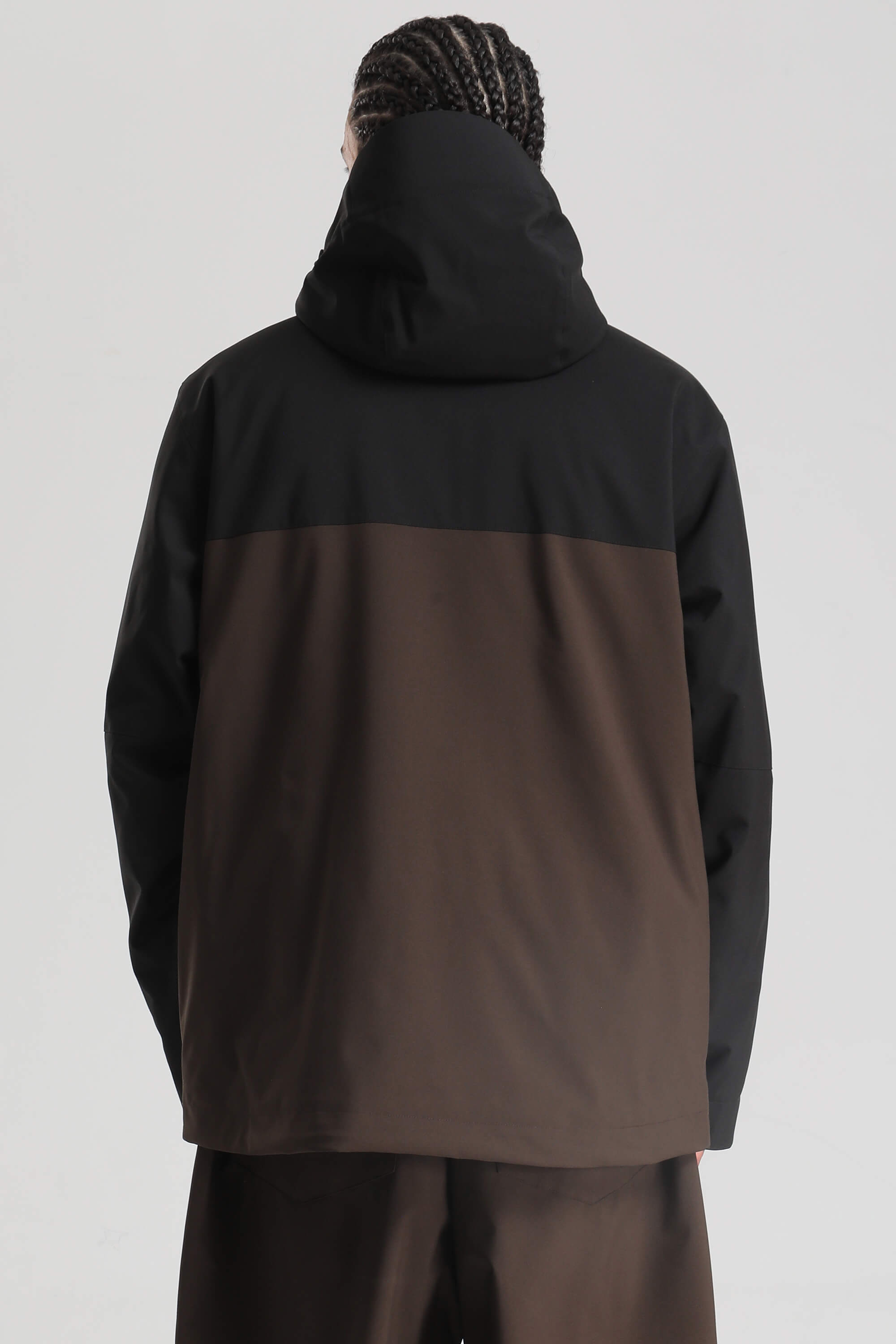 Men's Black & Coffee Asym-Zip Face-Vent Ski Jacket Waterproof Insulated Snow Jacket