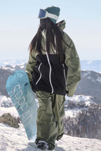 Women's Black & Grey Asym-Zip Face-Vent Ski Jacket Waterproof Insulated Snow Jacket