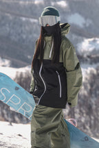 Women's Green & Black Asym-Zip Face-Vent Ski Jacket Waterproof Insulated Snow Jacket