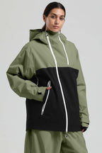 Women's Green & Black Asym-Zip Face-Vent Ski Jacket Waterproof Insulated Snow Jacket