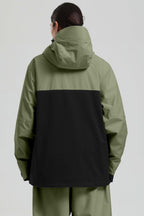 Women's Green & Black Asym-Zip Face-Vent Ski Jacket Waterproof Insulated Snow Jacket