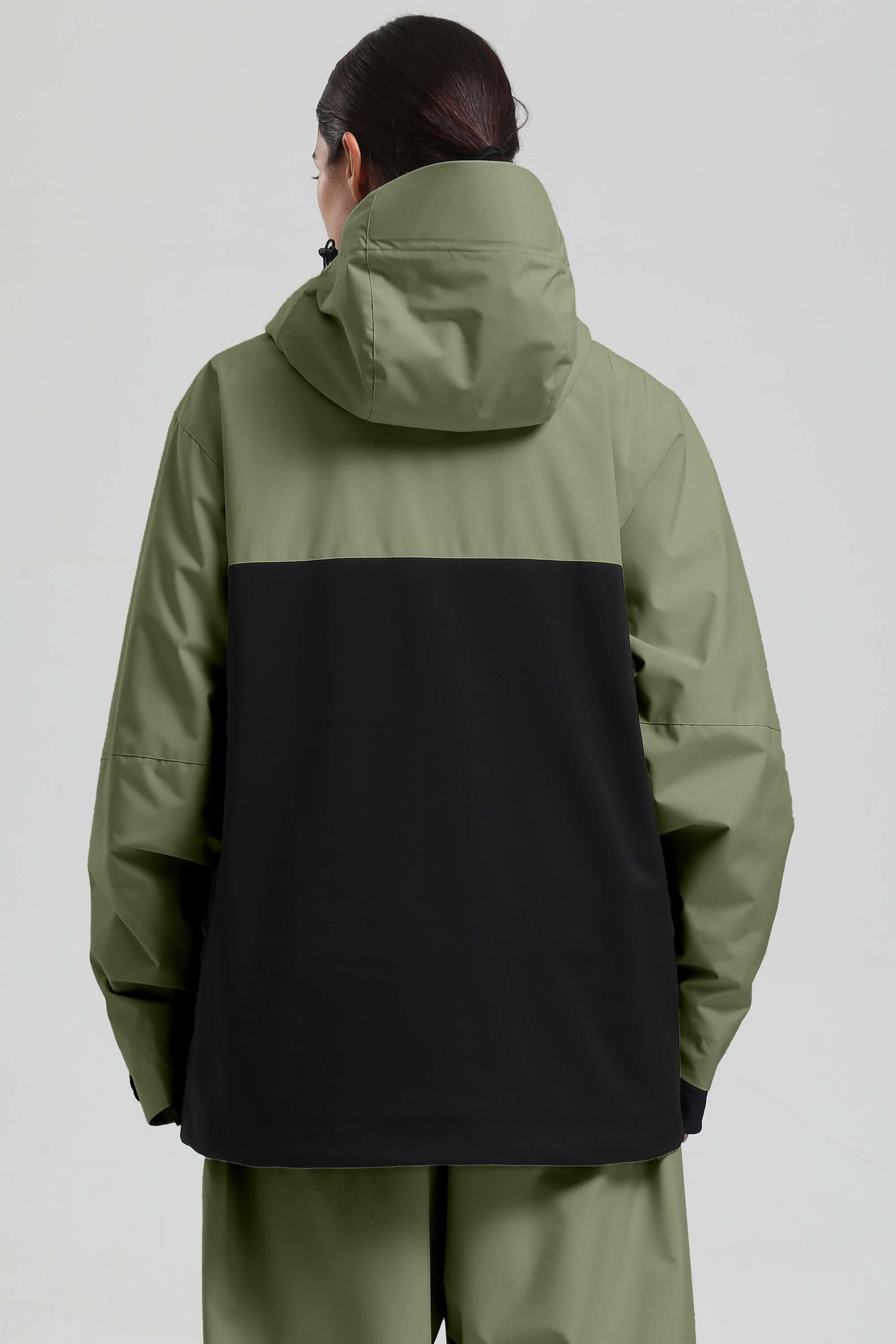 Women's Green & Black Asym-Zip Face-Vent Ski Jacket Waterproof Insulated Snow Jacket
