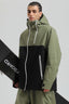 Men's Green & Black Asym-Zip Face-Vent Ski Jacket Waterproof Insulated Snow Jacket