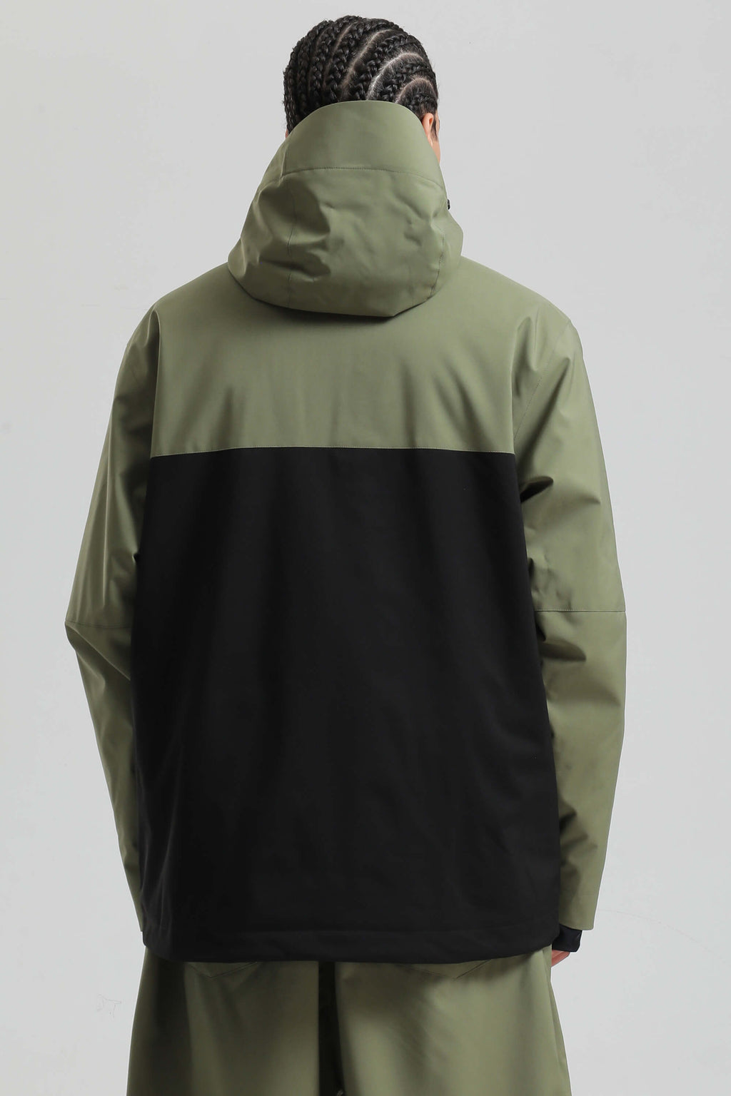 Men's Green & Black Asym-Zip Face-Vent Ski Jacket Waterproof Insulated Snow Jacket