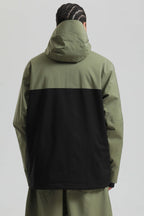 Men's Green & Black Asym-Zip Face-Vent Ski Jacket Waterproof Insulated Snow Jacket