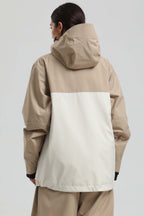 Women's Khaki & White Asym-Zip Face-Vent Ski Jacket Waterproof Insulated Snow Jacket