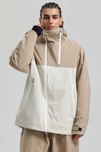 Men's Black & Coffee Asym-Zip Face-Vent Ski Jacket Waterproof Insulated Snow Jacket