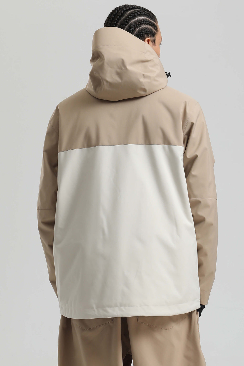 Men's Khaki & White Asym-Zip Face-Vent Ski Jacket Waterproof Insulated Snow Jacket