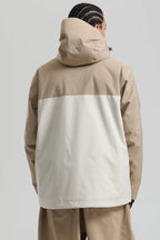 Men's Khaki & White Asym-Zip Face-Vent Ski Jacket Waterproof Insulated Snow Jacket