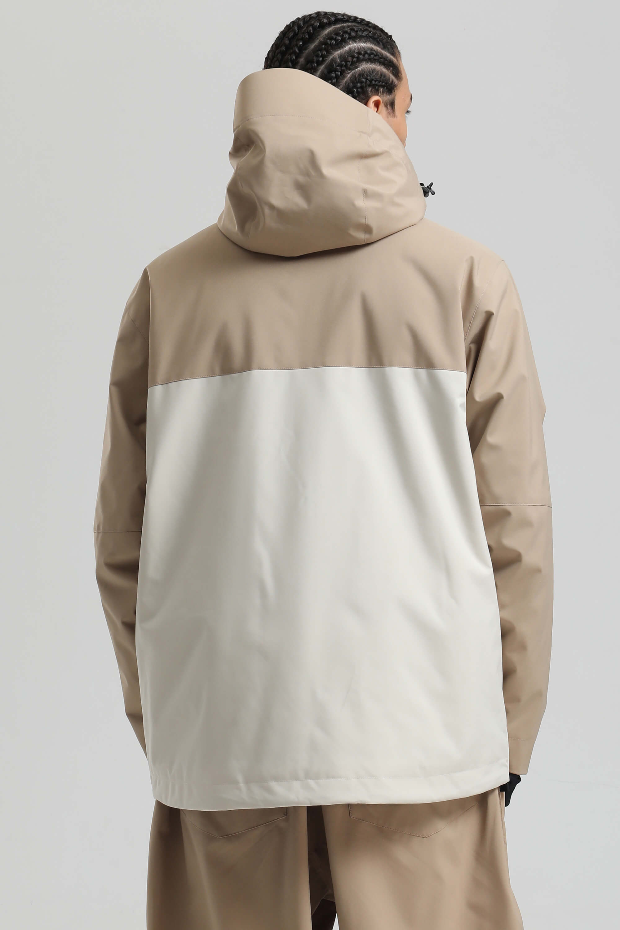 Men's Khaki & White Asym-Zip Face-Vent Ski Jacket Waterproof Insulated Snow Jacket