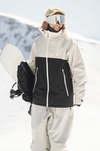 Women's Black & Grey Asym-Zip Face-Vent Ski Jacket Waterproof Insulated Snow Jacket