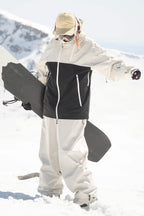 Women's Black & Grey Asym-Zip Face-Vent Ski Jacket Waterproof Insulated Snow Jacket