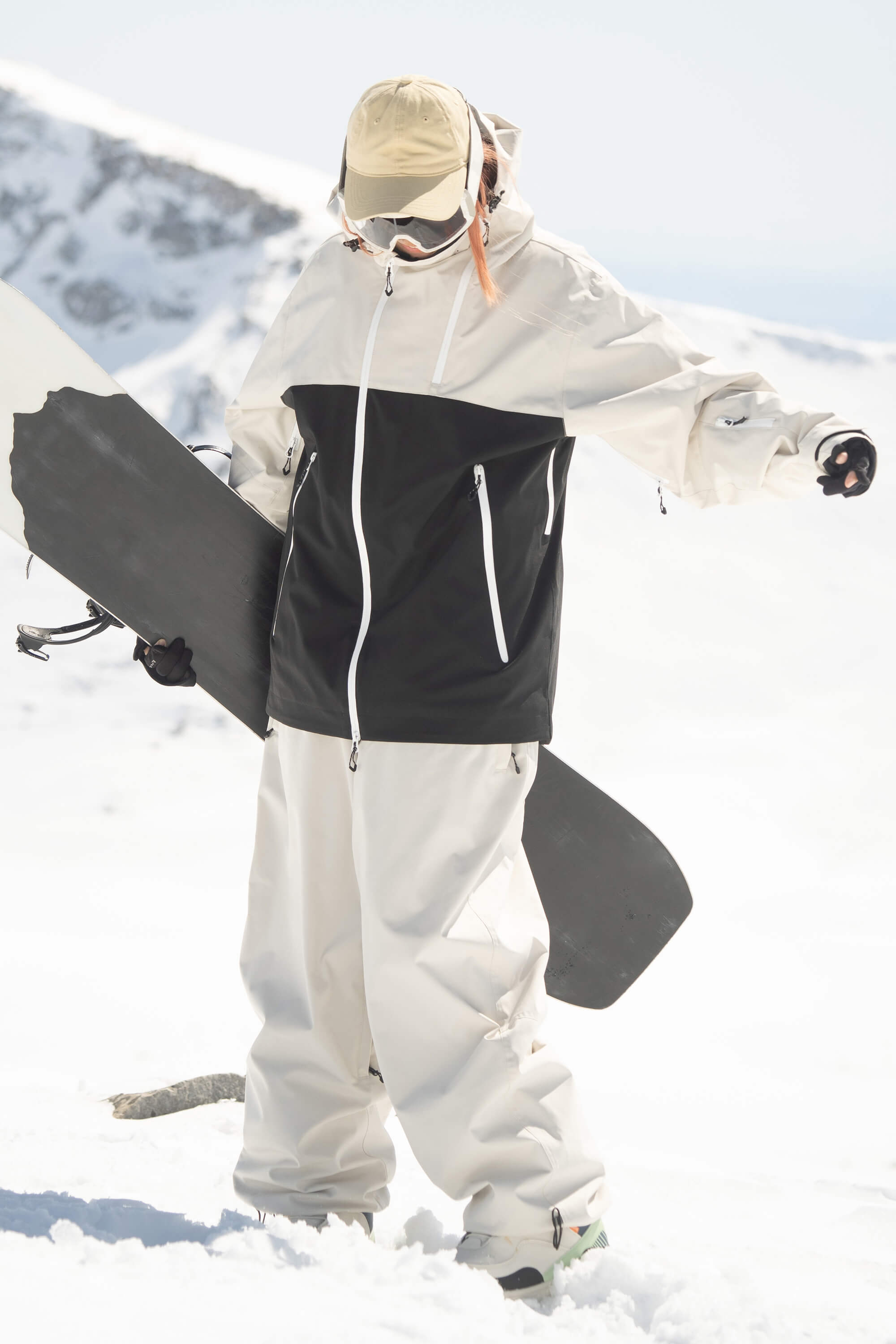 Women's Black & Grey Asym-Zip Face-Vent Ski Jacket Waterproof Insulated Snow Jacket