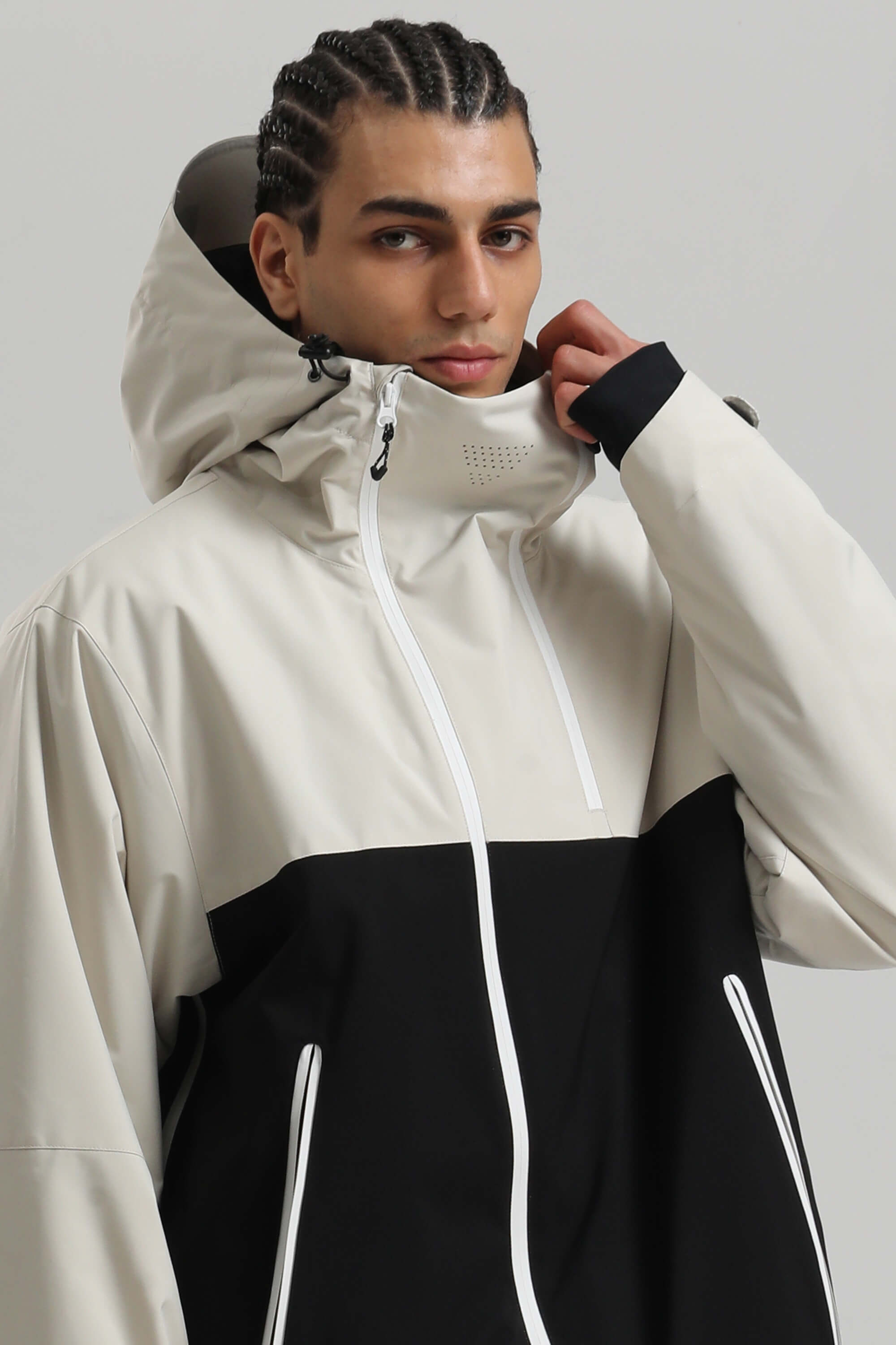 Men's White & Black Asym-Zip Face-Vent Ski Jacket Waterproof Insulated Snow Jacket Secondary image